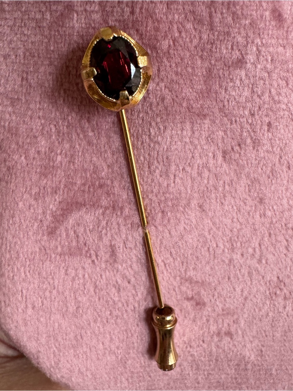 Vintage Gold Tone Red Stone Stick/Hat Pin